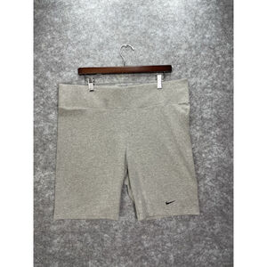 NIKE Womens Sportswear Essential Mid Rise Grey Bike Shorts 2X Spandex Athletic
